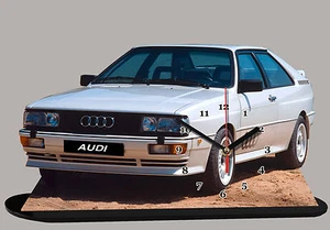 Voiture miniature, AUDI QUATTRO -03 en horloge sur socle - Picture 1 of 1