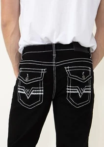 Men’s True Luck Black Classic Stretch Bootcut Jeans Size 34x32 - Picture 1 of 6