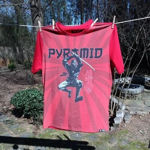BLACK PYRAMID Sz XL Men's Red W/Graphic Design Ninja Short Sleeve 100% Cotton - Picture 1 of 7