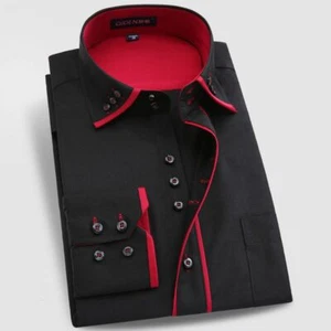 Mens Dress Shirts Clothes Formal Solid Luxury Business Long Sleeves Shirts Tops - Picture 1 of 12