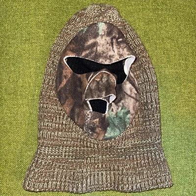 Vintage Camo Balaclava Ski Hunting Face Mask Warm Made In USA Bank Robber Beanie - Image 1 of 4