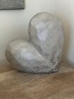 Silver Metallic Ceramic Heart Figurine Large 11” Modern Love Romance