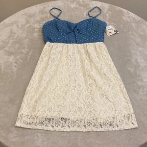 Accidentally In Love YOUTH Girls Blue Ivory Fit & Flare Dress Size L - Picture 1 of 12