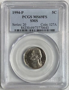 1994 Jefferson Nickel PCGS MS69FS SMS Toned Specimen Coin 5C - Picture 1 of 10