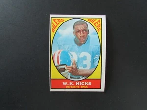 Juego de fútbol americano Topps 1967 tarjeta de descanso #50 W.K. Hicks - Imagen 1 de 2