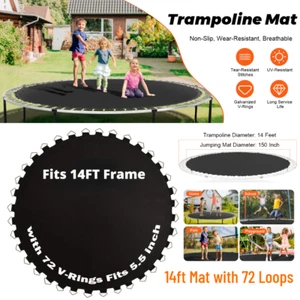 Replacement Round Trampoline Mat Fits 14ft Frame 72 V-Rings 5.5" Spring Length - Picture 1 of 12