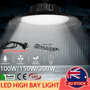 UFO LED High Bay Light 100W 150W 200W Warehouse Industrial Factory Lamp 220V - Picture 1 of 16
