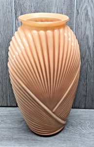 1980's Anchor Hocking Peach Art Deco Glass Vase 12.5" Tall - Picture 1 of 9