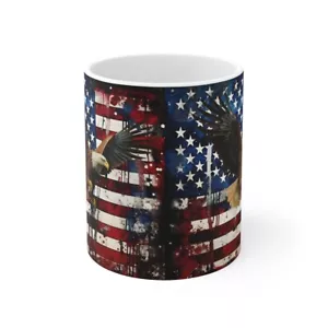 Tazza in ceramica bandiera americana e aquila svettante 11 oz - Foto 1 di 5