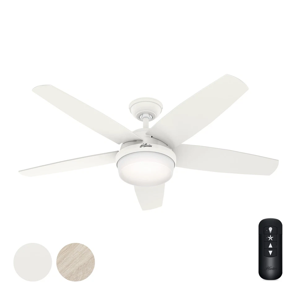 Hunter Fan 52 inch Casual Matte White Indoor Ceiling Fan w LED Light and Remote - Image 1 of 4