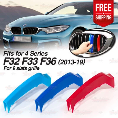 AUTOXPRESS MOTORS GROUP M-Sport 9 Slats Kidney Grill 3 Color Covers for BMW 4 Series F32 F33 F36 2013-19