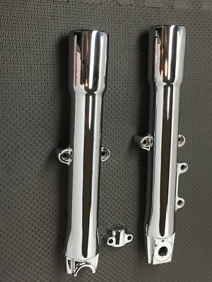 HARLEY FLSTF Heritage FATBOY SOFTAIL CHROME FORK LOWER LEGS 2008 -17 EXCHANGE - Image 1 of 4