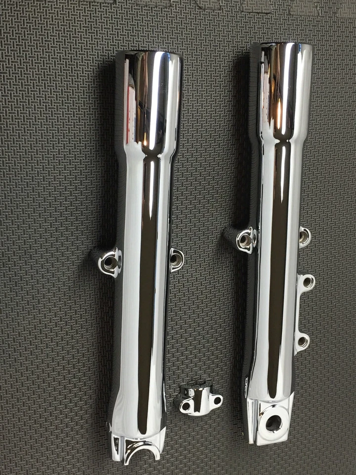 HARLEY FLSTF Heritage FATBOY SOFTAIL CHROME FORK LOWER LEGS 2008 -17 EXCHANGE - Image 1 of 4