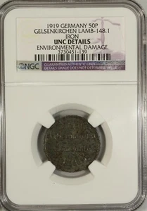 Germany 50 Pfennig 1919 NGC UNC Details Gelsenkirchen  Lamb-148.1 Iron  - Picture 1 of 4