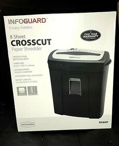 NEW!! INFOGUARD 8-sheet CROSSCUT Paper/Credit Card SHREDDER NX80P NIB - Picture 1 of 2