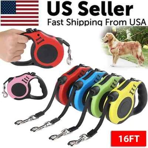 16.5FT Automatic Retractable Dog Leash Pet Collar Automatic Walking Lead Free US - Picture 1 of 17