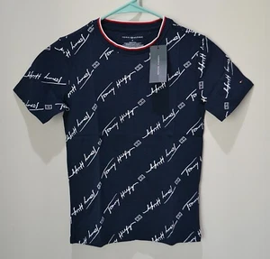 NWT YOUTH BOYS TOMMY HILFIGER NAVY LOGO T SHIRT CREWNECK SHORT SLEEVE SZ 6, 7 - Picture 1 of 4