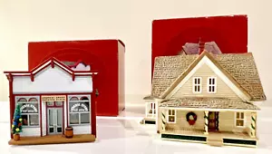 2 Hallmark Sarah Plain & Tall Collection Prairie Home & General Store Ornaments - Picture 1 of 9