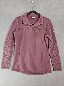 Columbia Womens Quilted Henley Sweatshirt Burgundy Brown Small - Picture 1 of 10