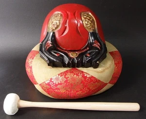 bwd2010 JAPANESE BUDDHIST MOKUGYO WOODEN FISH DRUM RED 6.3 inch / 16 cm WIDTH - Picture 1 of 16
