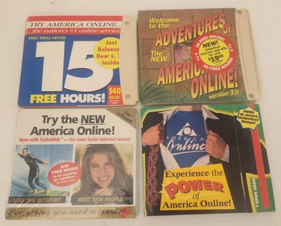 4 Vtg AOL America Online Windows 3.5" Floppy Disk Promo Mailer's HTF 3 SEALED - Image 1 of 4