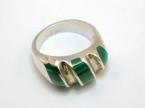 VINTAGE TAXCO STERLINGSILBER RING MIT MALACHIT - GRÖSSE 10,5 US - PREISVORSCHLAG - Bild 1 von 9