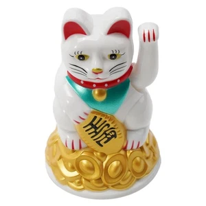 Chinese Lucky Waving Cat Beckoning Maneki Neko Gold Fortune Feng Shui Mascot - - Picture 1 of 7