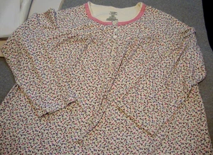 Simply Basic Sleepwear Floral Cotton/Polyester Fleece Nightgown 3X Long Sleeve - Picture 1 of 15
