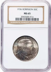 1936 Arkansas Robinson Commemorative Half Dollar NGC MS-65 - Picture 1 of 2