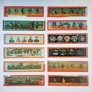Laterna Magica, 12 Glasbilder, Figuren, 1. WK Militär, Ernst Plank, 15 cm x 4 cm - Bild 1 von 3
