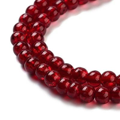 Dark Red Crackle Glass 4mm Beads - 1 Strand (approx 200 pcs) -Jewellery Making - Image 1 of 4