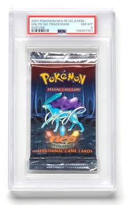 New Sealed Neo Revelation Booster Pack Suicune Art 2001 Pokémon PSA 8 NM/Mint - Image 1 of 2
