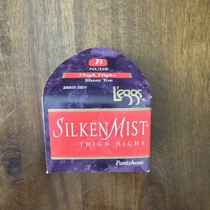 Pantimedias vintage L’eggs Silken Mist punta transparente hasta el muslo desnudas talla B 28805 - Imagen 1 de 6