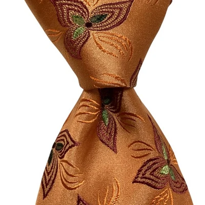 Corbata de seda para hombre ERMENEGILDO ZEGNA ITALIA de lujo geométrica naranja/púrpura usada en excelente estado Foto 1 de 3