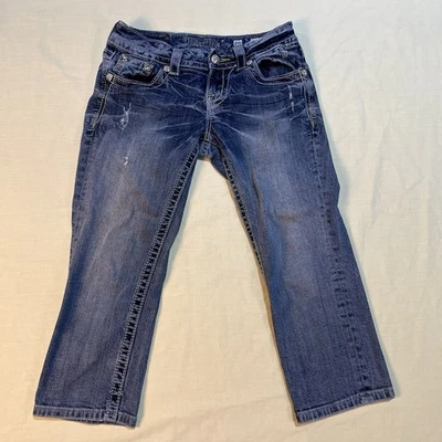 Pantalones de mezclilla para mujer Miss Me 28 Capri JP5701P4 puños bordados desgastados  Foto 1 de 4