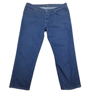 Lee Regular Fit Mens Jeans Size 42x30 Dark Blue Soft Denim - Picture 1 of 11
