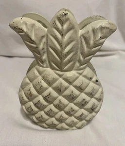 Vintage Cast Iron Distressed White Pineapple Napkin/Sponge Holder 6" x 4" - Picture 1 of 7