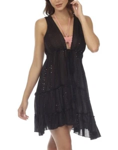 Raviya Women's Metallic-Stripe Tiered Dress Cover up, Black, M, MSRP $48 - Picture 1 of 6