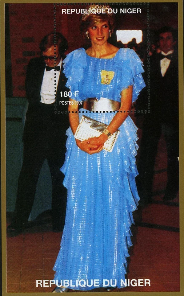 Vestido Princesa Diana Familia Real Azul Vestido Souvenir Sábana MNH Foto 1 de 1