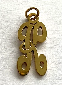 Script Letter K Initial Ladies Pendant Charm 14K Solid Yellow Gold - Picture 1 of 12