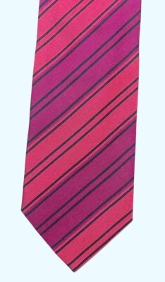 Corbata cuello seda Etro Milano arándano - coral - rayas negras audaces Italia etiqueta nueva Foto 1 de 4