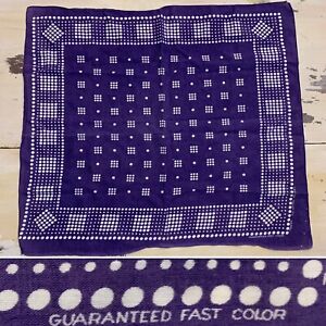 FAST COLOR - Vtg 40s-50s Navy Blue Polka Dot Workwear Cotton Bandana - MUST SEE!