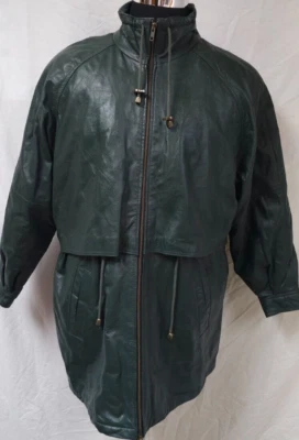 Jacqueline Ferrar JC Penny Large Green Quilt Lined Zip Leather Anorak Coat NWT - Image 1 of 4