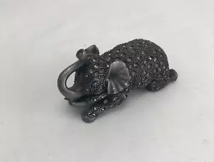 Elephant Trinket Jewelry Box Metal Rhinestone Accents Hinged Magnetic Clasp - Picture 1 of 6