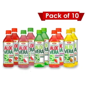 Farmer's Aloe Vera Drink Flavored Variety 10 Pack - with Pure Aloe Pulp - Picture 1 of 7