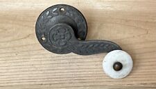 DS112–Unusual Antique Victorian Decorative Cast Iron Door Turn Handle Porcelain