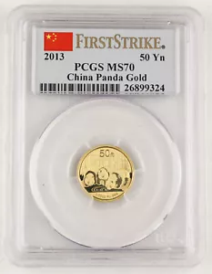 China 2013 50 Yuan 1/10 Oz 999 Gold Panda Coin PCGS MS70 First Strike Perfect - Picture 1 of 4