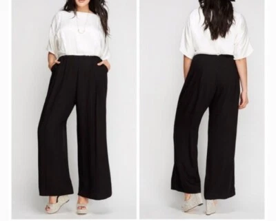 Size 16 Jumpsuit Black & Ivory Wide Leg ABS Allen Schwartz Lane Bryant $349 NEW - Image 1 of 4