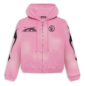 Hellstar Sports Flame Zip-Up Hoodie Pink (Valentine's Day) - Picture 1 of 8