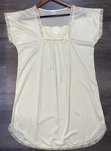 Jill Andrea New York Womens L Nightgown Nylon Lingerie Yellow Lace Trim Babydoll - Picture 1 of 12